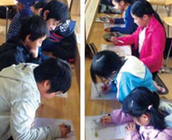 学習中の子供の写真